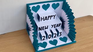 DIY  Happy New Year Greetings Card 2023  Handmade New Year Card [upl. by Dorreg903]