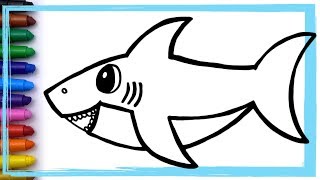 Baby Shark Song Drawing and Coloring Pages Learn Colors  Whoopee Playhouse [upl. by Lanahtan]