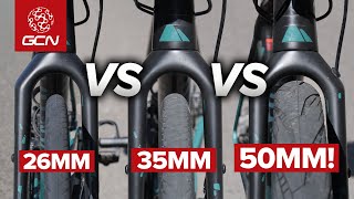 If Wider Road Bike Tyres Are Better Why Not Go SUPER Wide [upl. by Thgiwed488]