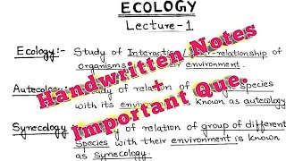 Ecology Lecture 1Theory Handwritten notes  ImpQue [upl. by Roye]