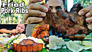 Eche ChabdaNgaojei gi Fried Pork Ribs recipe try taure 🤤 Manipuri Mukbang [upl. by Enelhtac]