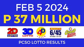 Lotto Result February 5 2024 9pm PCSO [upl. by Duhl]