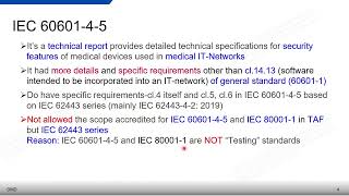 必須知道的醫療產品網路安全medical device in ITNetworkMDR IVDR FDA  IEC 6060145 和IEC 606011 clause 1413 [upl. by Kcuhc616]