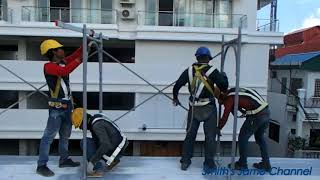 ការដំឡើងរន្ទាសុវត្ថិភាព Installation of scaffolding [upl. by Selokcin]