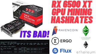 RX 6500XT GPU Mining Hashrates on Ethereum Flux Raven Ergo Dont buy 6500 XT for Mining [upl. by Annaoj233]