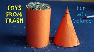 Fun with Volume  English  Cone and Cylinder Volume comparison with Sand [upl. by Latreese]