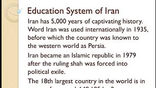 EDUCATION SYSTEM OF IRAN [upl. by Glantz723]