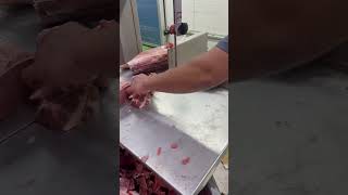 Lamb carcass leg cutting cube cuttingmachine amazing shotrs [upl. by Macknair]