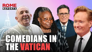 Conan OBrien Stephen Colbert amp Whoopi Goldberg crack jokes at the Vatican [upl. by Fulton96]