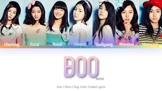 APINK 에이핑크 Boo Color Coded Lyrics HanRomEng [upl. by Arratahs]