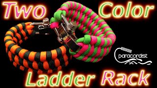 Paracordist How to Tie the TwoColor Ladder Rack Paracord Bracelet w quotDquot Shackle amp Quick Buckle Jig [upl. by Gershon]