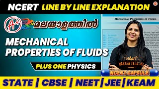 Mechanical Properties of Fluids  NCERT Line by Line  Plus One Physics [upl. by Aicelet]