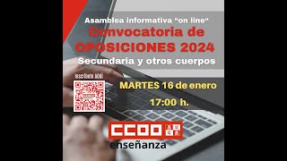 Asamblea informativa  Convocatoria de oposiciones docentes CyL 2024 Secundaria y otros cuerpos [upl. by Suu]