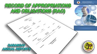 RECORD OF APPROPRIATIONS AND OBLIGATIONS RAO  BARANGAY ANNUAL REPORTS  BARANGAY ACCOUNTING [upl. by William]