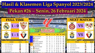 Hasil Liga Spanyol Tadi Malam  Real Madrid vs Sevilla  Klasemen La Liga 2024 Pekan 26 [upl. by Ross]