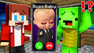 Why Scary BOSS BABY Called JJ and Mikey at 3 00 AM in Minecrfaft  Maizen JJ Mikey [upl. by Yahsel]