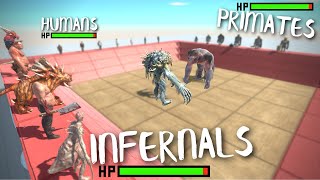 1v1v1 Tournament Mutant Primates vs Infernals vs Humans  Animal Revolt Battle Simulator  ARBS [upl. by Las]