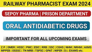 ANTIDIABETIC DRUGS CLASSIFICATION amp MCQS  RRB PHARMACIST EXAM  SEPOY PHARMA  PRISON DEPARTMENT [upl. by Aletsirc]