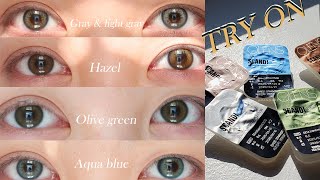 Try On Olens Scandi  5 Colored Contact Lenses  Under natural light close up comparison [upl. by Burlie]