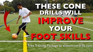 Soccer Drills  Cone Drills for Improved Soccer Foot Skills [upl. by Nahoj]