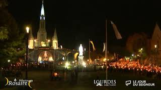 Procession Mariale aux flambeaux at the Sanctuaire de Lourdes  5 October 2024 [upl. by Adolf]