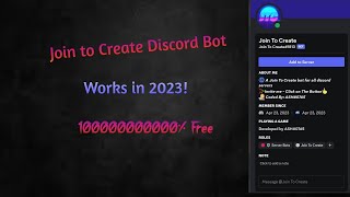 Join To Create Voice Channel Discord Bot  ASH Development [upl. by Stauffer]