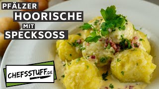 Pfälzer Hoorische Knödel mit Specksoße  die besseren Kartoffelknödel [upl. by Lakin75]