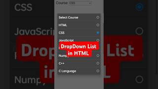 DropDown List in HTML [upl. by Jervis57]