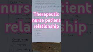 Therapeutic nurse patient relationship notes therapeuticnursepatientrelationship psychiatry [upl. by Erdna124]