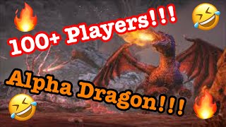 ARK ASCENDED ALPHA DRAGON 100 Players in the fight [upl. by Aetnahs]