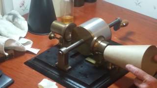 1877 edison tinfoil phonograph  new horn test [upl. by Ahsiuqram]