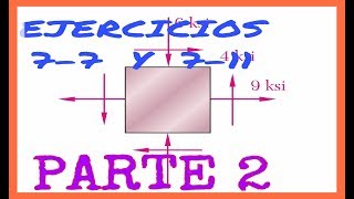 TRANSFORMACION DE ESFUERZO PLANO  CIRCULO DE MOHR  Ejercicios 77 y 711 PARTE 2 [upl. by Inama]