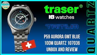 Holy Illumination Batman  Traser P59 Aurora GMT Blue 100m Quartz 107036 Unbox amp Review  Maverick [upl. by Borlase]