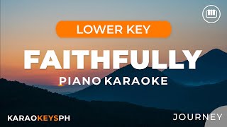 Faithfully  Journey Lower Key  Piano Karaoke [upl. by Eneliak808]