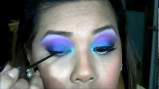 Peacock Blue and Purple eye makeup tutorial [upl. by Merry]