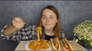 МУКБАНГ  УДОН С КУРИЦЕЙ  ХОТДОГ  ВЫСШЕЕ ОБРАЗОВАНИЕ БЕСПОЛЕЗНО  MUKBANG [upl. by Ecirtnuahs903]