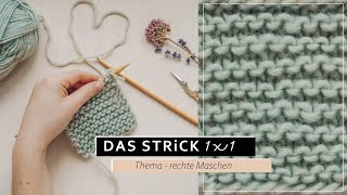 Rechte Maschen stricken lernen  kraus rechts Stricken das einfachste Strickmuster 3 das Strick 1x1 [upl. by Cox363]