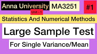 Statistics And Numerical Methods  1  Unit  1  Large Sample Test For Single Mean  Tamil [upl. by Rotberg722]