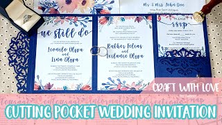 How to Cut Intricate Wedding Invitation Pocket using Cricut  Craft with Love [upl. by Anizor236]