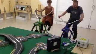 Electricity Generating Bikes  Scalextric Racing [upl. by Pazice]