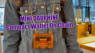 Glimpse LV MINI DAUPHINE Compact Wallet On Chain [upl. by Eniretak414]