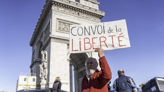 Convoi de la liberté  tensions entre les opposants au pass vaccinal et forces de lordre [upl. by Pressman]