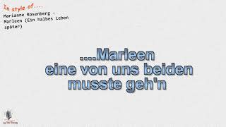 Marianne Rosenberg  Marleen Ein halbes Leben später Instrumental und Karaoke [upl. by Haroppiz]