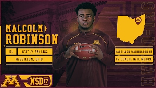 Malcolm Robinson Highlights 2017 Gopher Football Signing Day [upl. by Enitram]