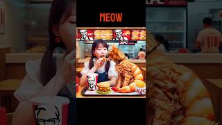 Shrimp cat eats KFC with her mommy 🍗🤧🍤😻cat shorts [upl. by Bertilla]