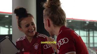 Wie gut kennen sich die FC Bayern Frauen 👀  DAZN [upl. by Ibby849]