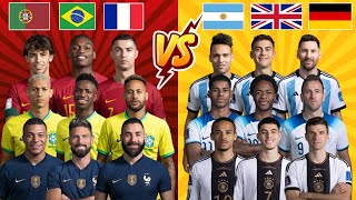 Portugal Brazil France 🆚 Argentina England Germany 🔥 Triple comparison 💪 [upl. by Orazal]