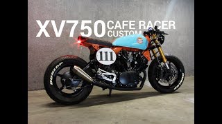 JTECMOTO XV750 Virago Cafe Racer Gulf quotMcQueenquot Build [upl. by Gertrud]