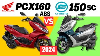 Honda PCX 160 ABS vs CF Moto 150 SC  Side by Side Comparison  Specs amp Price  2024 [upl. by Ellenuahs]