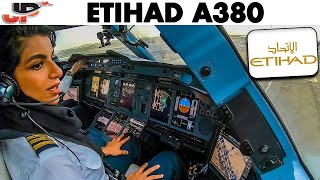 ETIHAD AIRBUS A380 Takeoff Abu Dhabi  Flight Deck GoPro View [upl. by Hsivat]